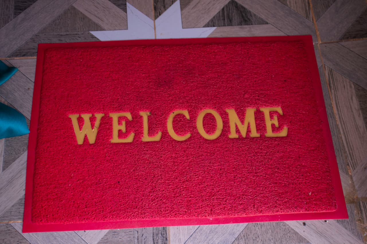 Welcome Doormat Red